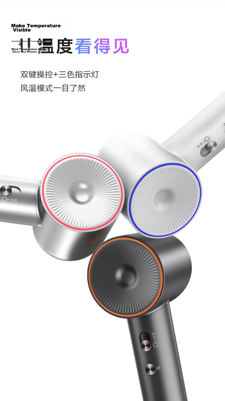 Midea High-Speed Hair Dryer 3.9 Billion Plasma Hair Care Electric Hair Dryer High Power Quick Dry Home Use Negative Ion Hair Dryer FG208 Silver Holiday Gift 21