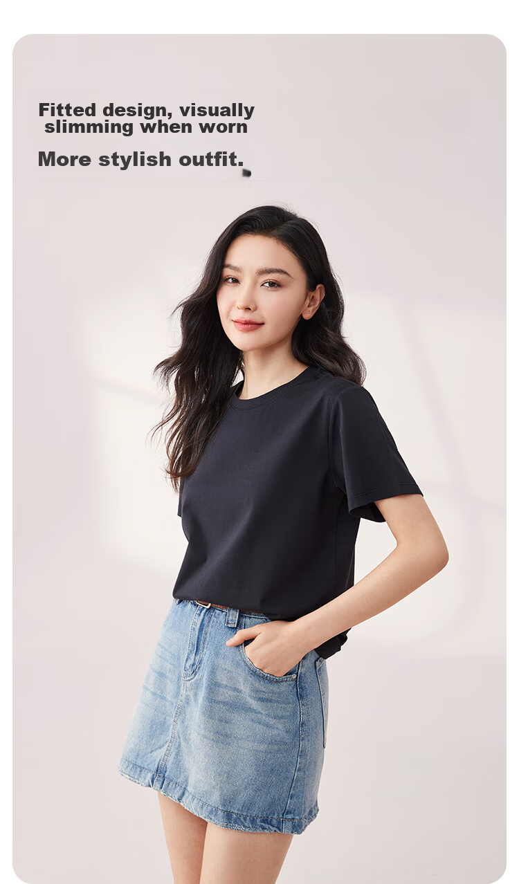 MiiOW Women's T-Shirt, Summer Lightweight Cotton Modal Cool-Feeling Short-Sleeve Round Neck Casual Versatile Undershirt 8