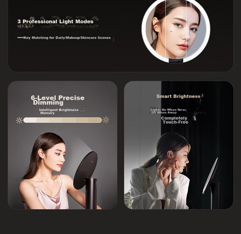 AMIRO LED Smart Makeup Mirror with Light Gift Box, Desktop Vanity Mirror, High-Definition Fill Light Mirror, Wedding Birthday Gift for Women, Mid-Autumn Festival Gift, O2 Koi Red 8