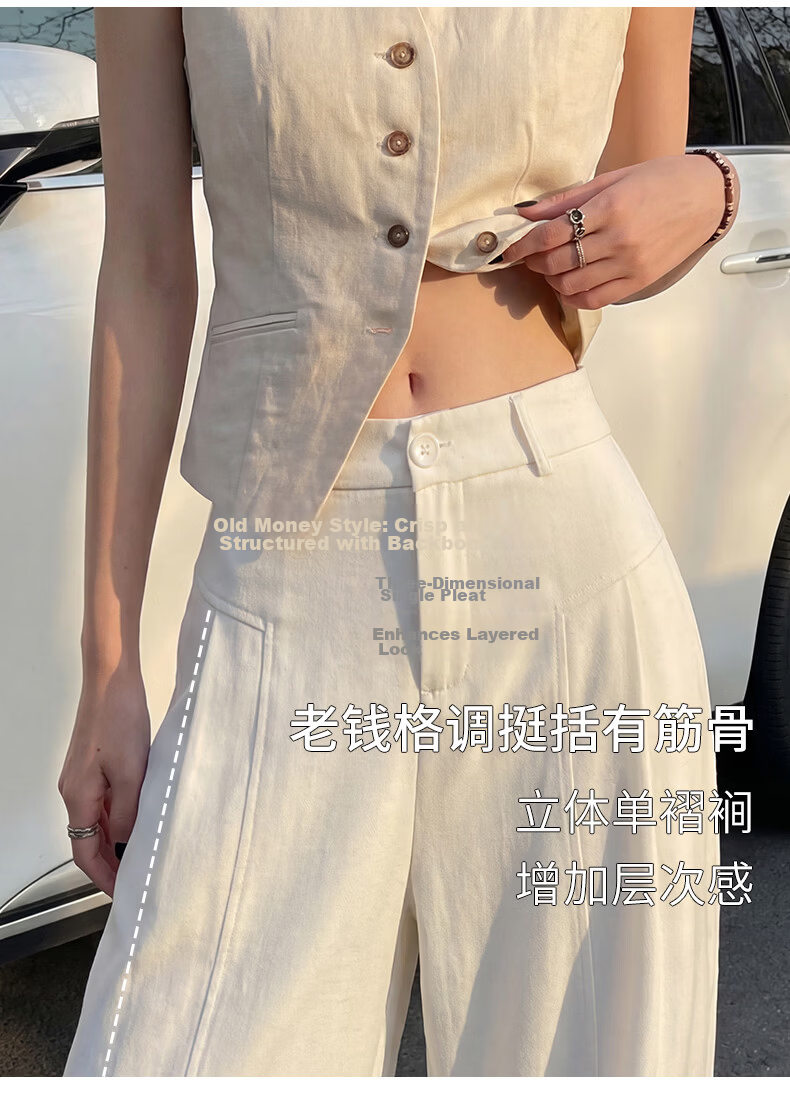 Langsha Women's Linen Wide-Leg Pants 2026 Summer Thin High-Waist Cool Ice Silk Casual Straight-Leg Suit Trousers 16