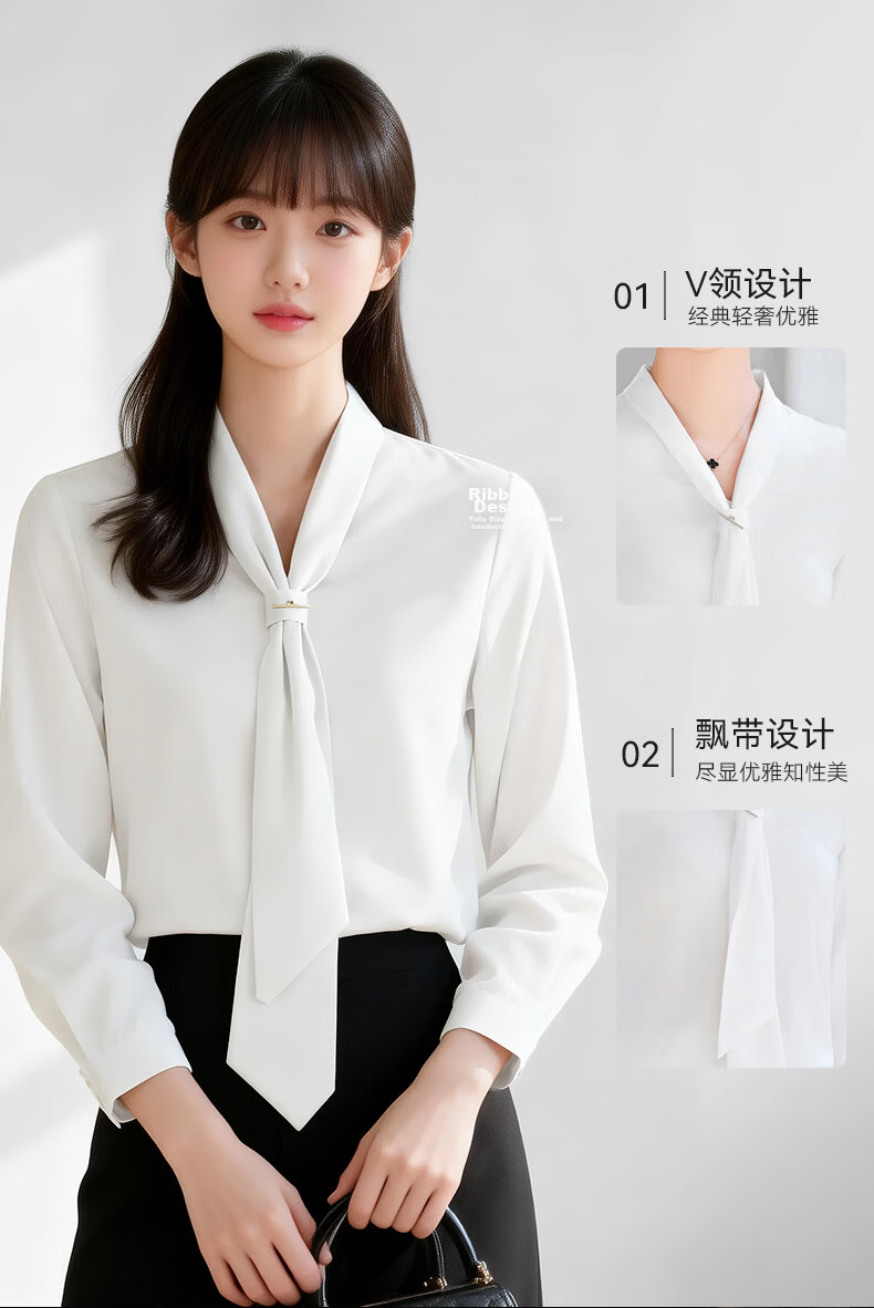Yulixi Chiffon Long Sleeve Shirt Women White Professional Formal Elegant Casual Blouse Interview Commuting Shirt 5
