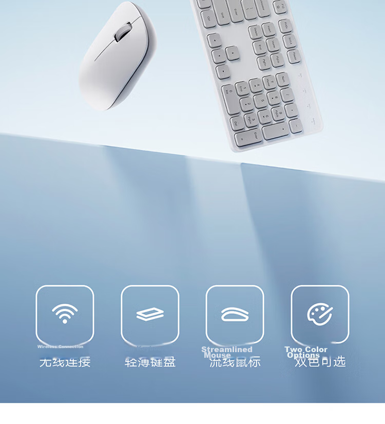 MI Wireless Keyboard And Mouse Set, Comfort Edition, Deep Space Black, Slim And Portable, Full-Size 108-Key Keyboard And Mouse, 2.4G Wireless Transmission, for Computer And Laptop Office Use, Keyboard And Mouse Combo 4