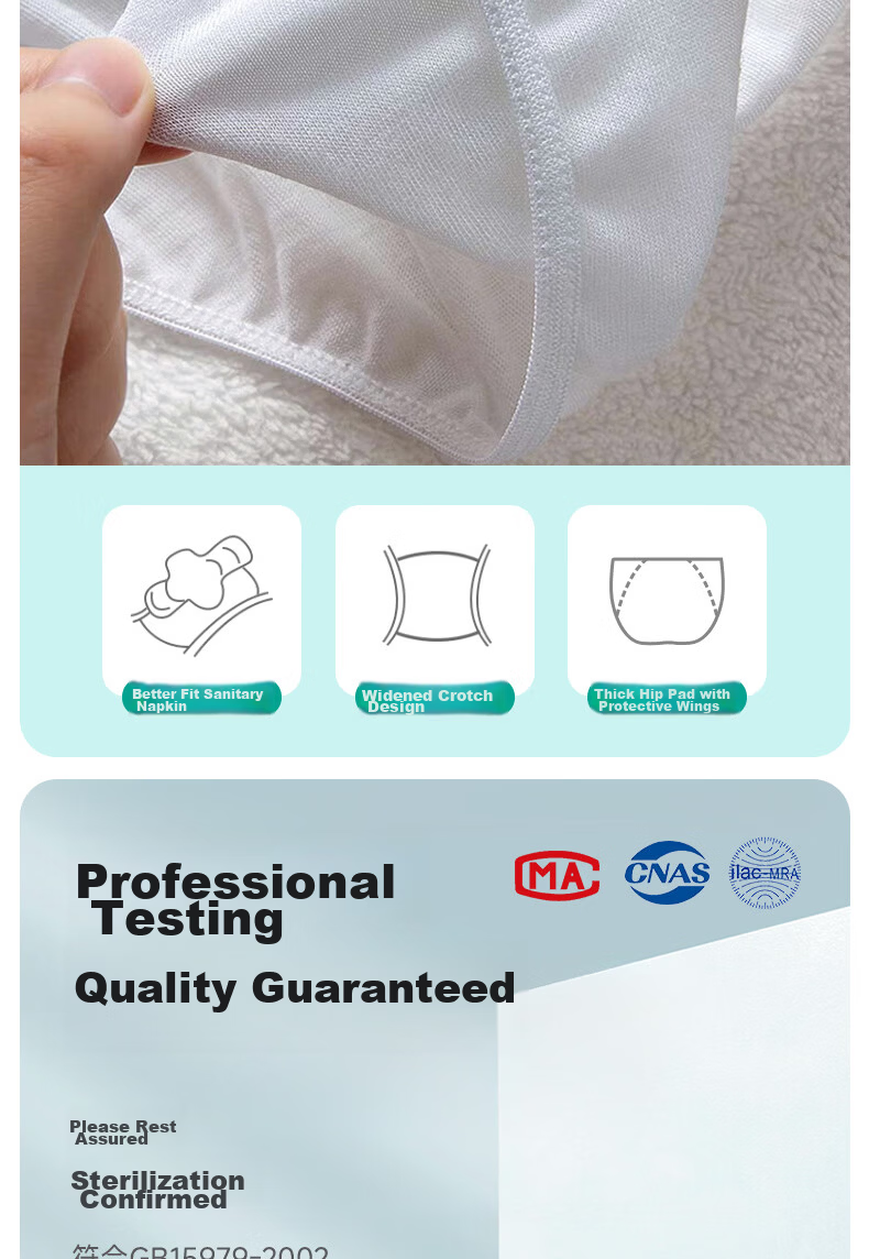 Qihaiqiu Disposable Women's Sterile Travel Underwear Wash-Free Shorts Maternity Postpartum Plus Size Portable Daily Disposable Panties 4 Pieces XL 9