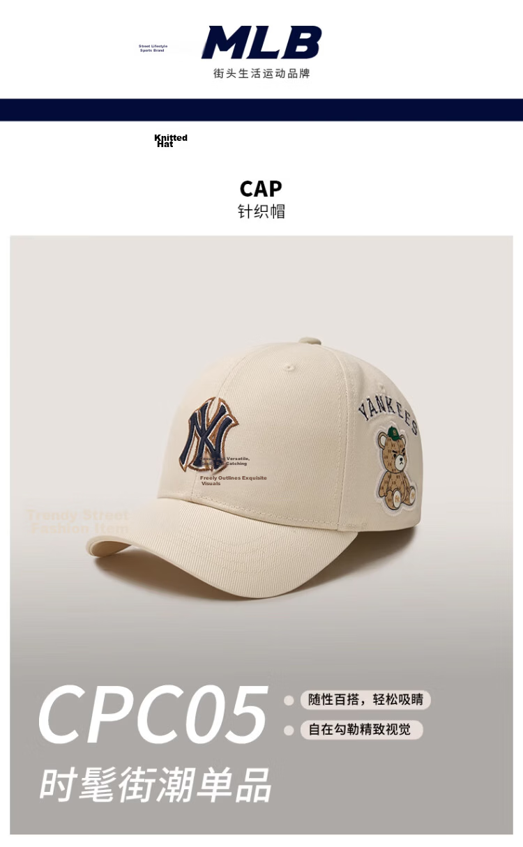 MLB Baseball Cap Unisex Adult Kids Hard Top Embroidered Frowning Bear 25 New Style 7ACPC054N-43BKS-F3 1