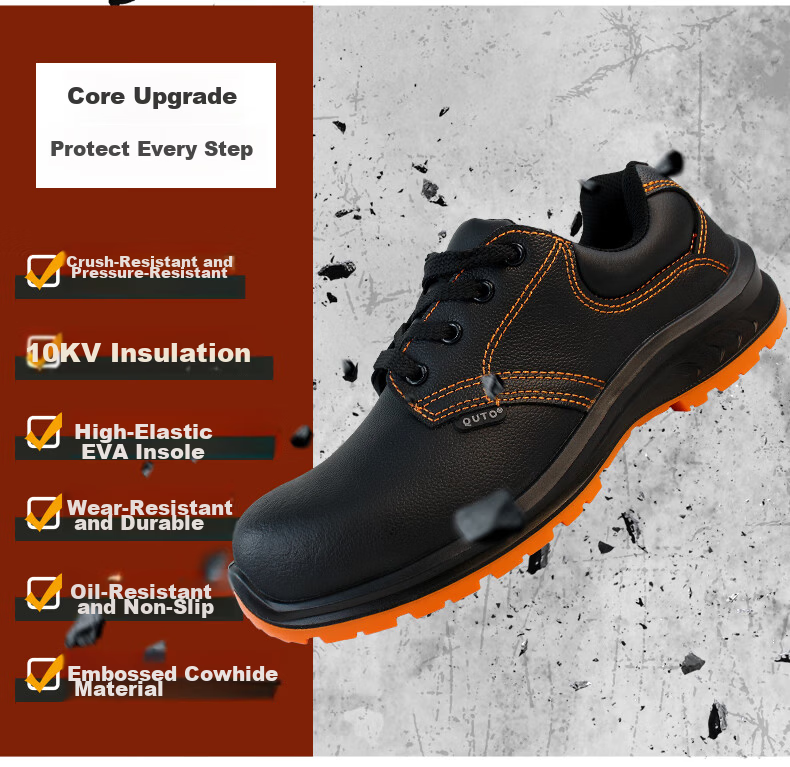 Qutong Labor Protection Insulated Electrician Shoes 10kV Special National Grid Breathable Cowhide Anti-Smash Size 42 Black 6006 2