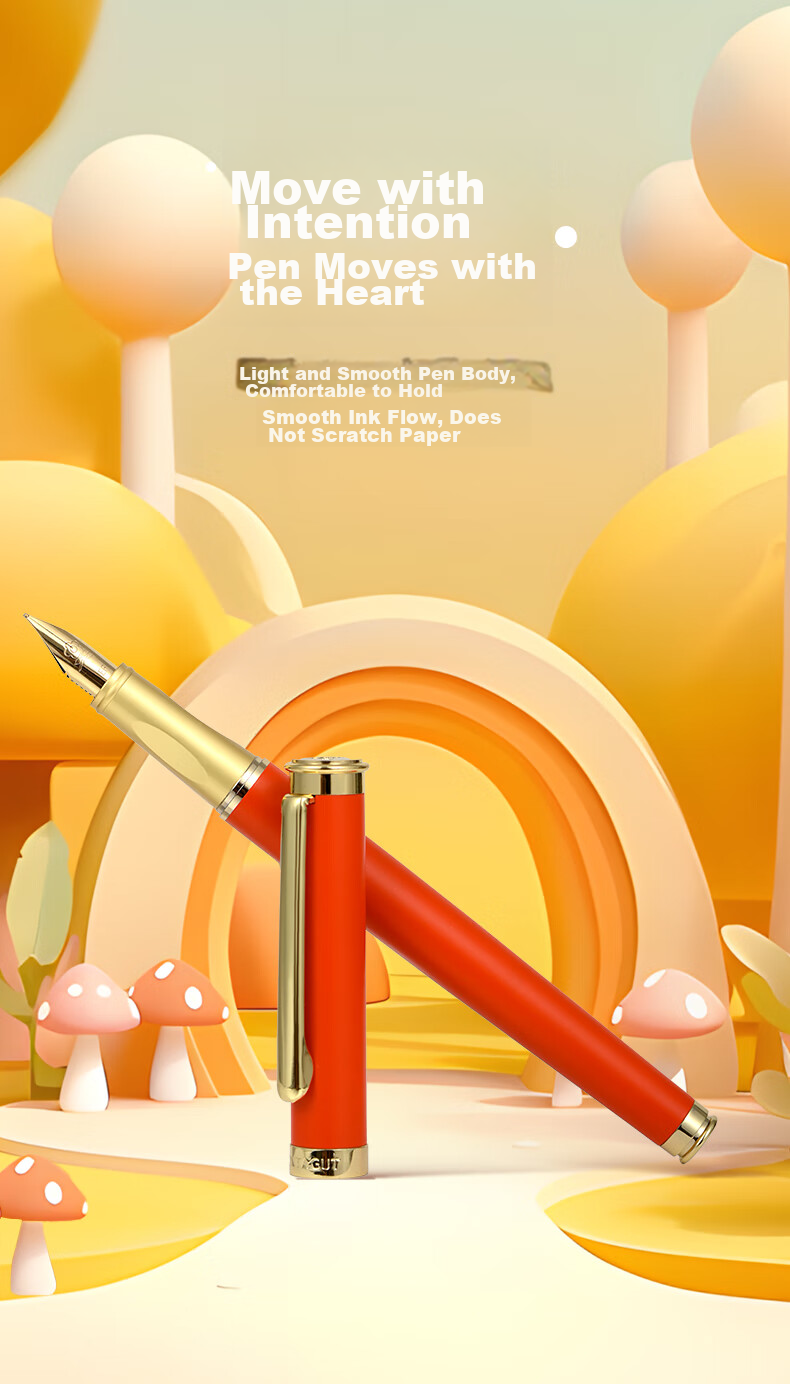 MONTAGUT Children's Day Gift Primary School Grades 4-6 Kids Fountain Pen Writing Practice Posture Correcting Multifunctional Dual-Use Ink Cartridge Pen Ideal Series Orange 11