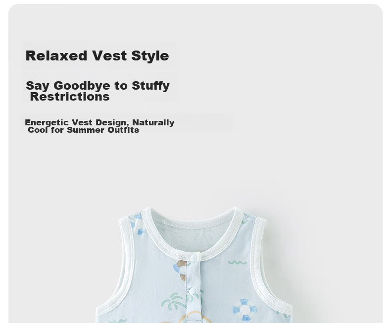Happy Little Bear Summer Thin Molded Romper Baby Antibacterial Mite-Resistant Triangle Bodysuit Infant Class A Sleeveless Jumpsuit 12
