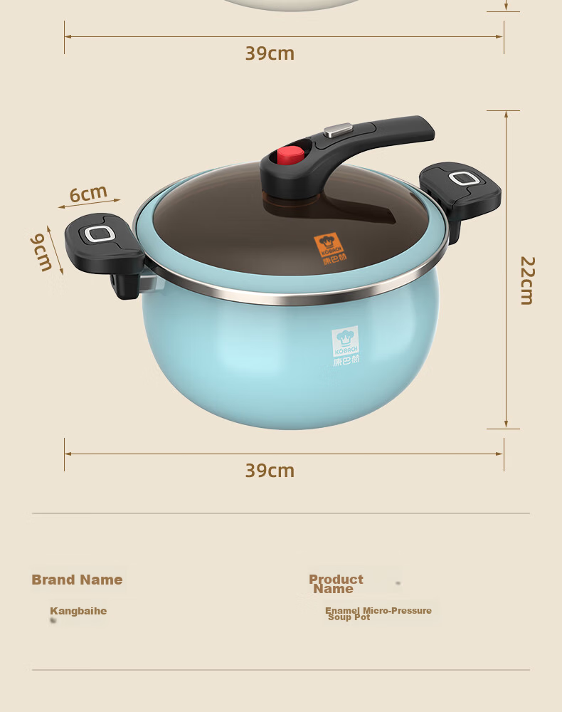KOBACH Enamel Soup Pot Micro Pressure Enameled Cast Iron Non-Stick Stew Pot Compatible with Induction Cooker and Gas Stove 19