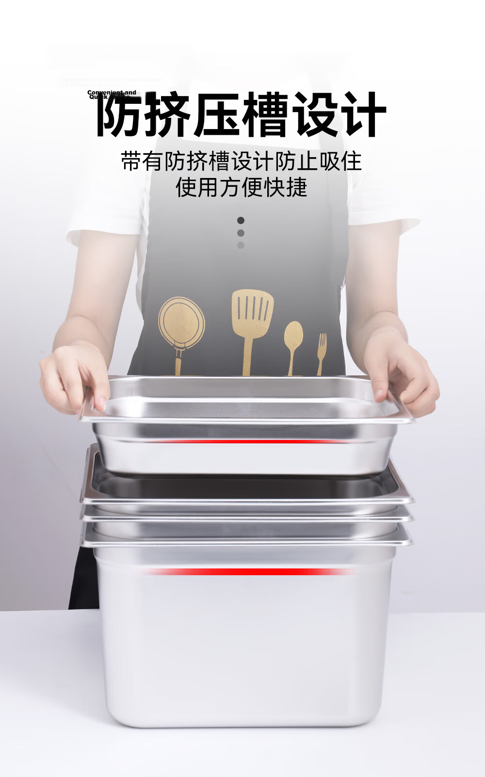 Jinyaoshi Stainless Steel Portion Pan, 1/2 Straight-Sided with Rolled Edges, Serving Dish for Buffet And Fast Food, 6.5cm Square Pan, GK-MFS12 6