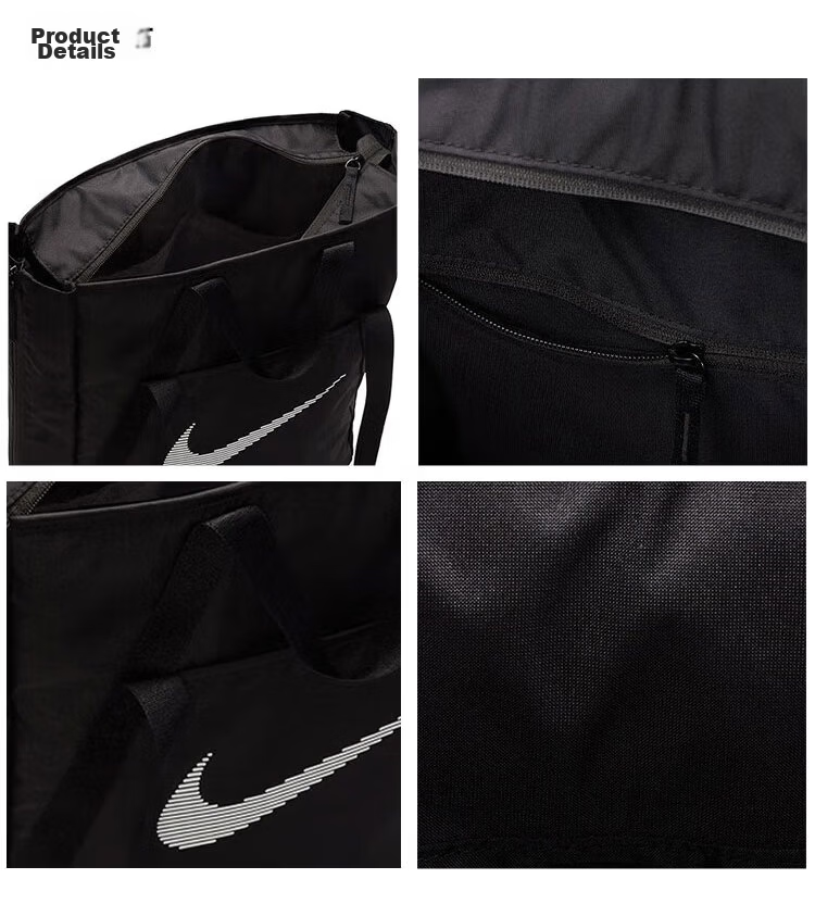 NIKE Unisex Shoulder Bag New Printed Zipper Tote Handbag IH7964-010 Black MISC 4
