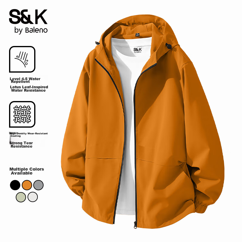 Baleno S&K Series Men's Outdoor Jacket Spring Autumn Hooded Loose Windproof Water-Repellent Sportswear 14