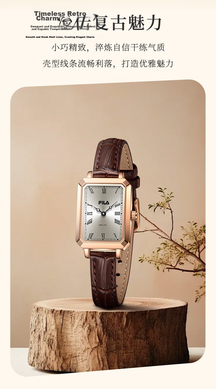FILA Women's Classic Vintage Small Square Watch 6512-101 Birthday Gift for Girlfriend 4