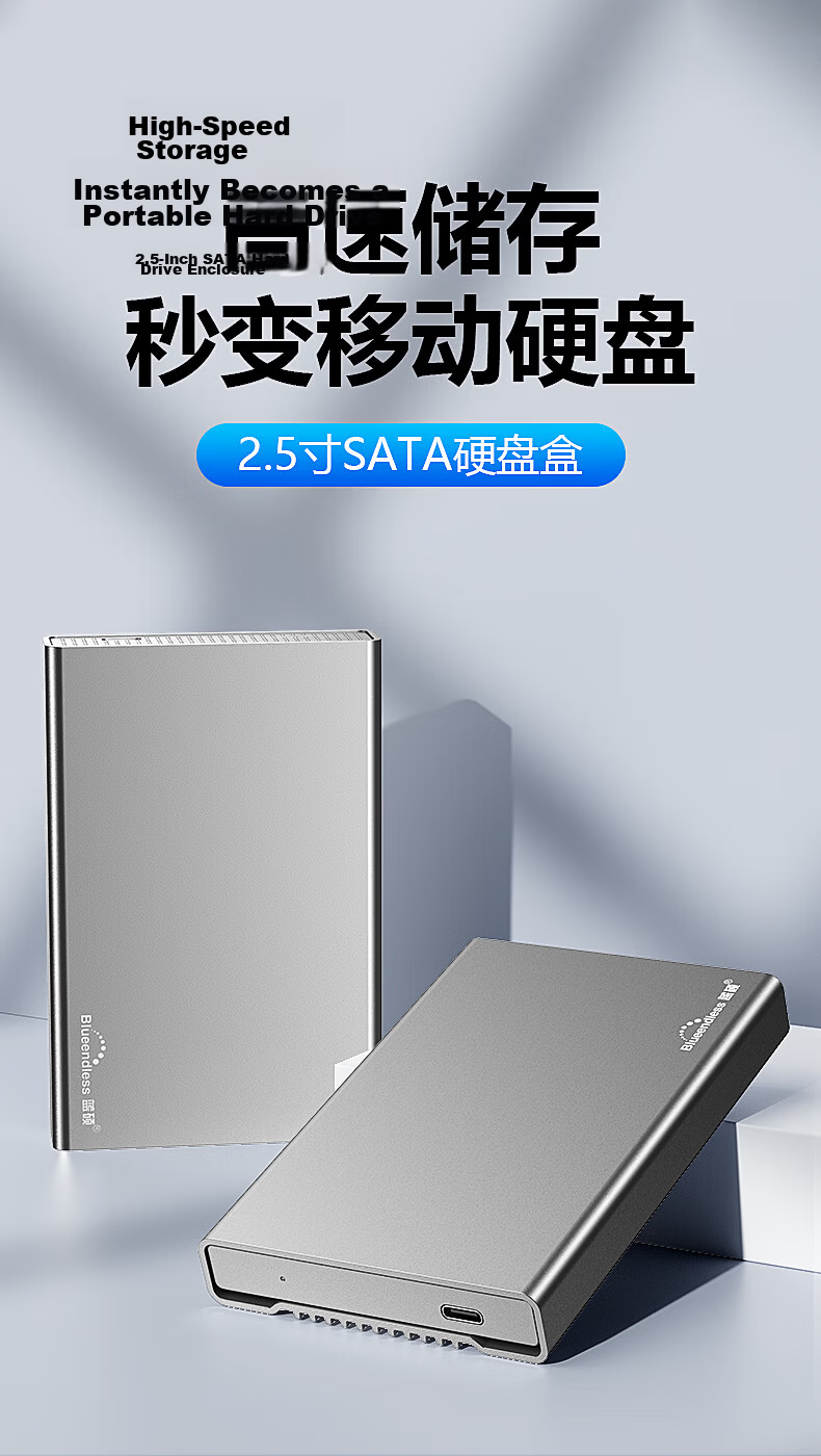 Lanshuo 2.5/3.5 Inch SATA External Hard Drive Enclosure with HUB Expansion for Desktop and Laptop, Mechanical and SSD, 2 USB 3.0 + Type-C Expansion 1