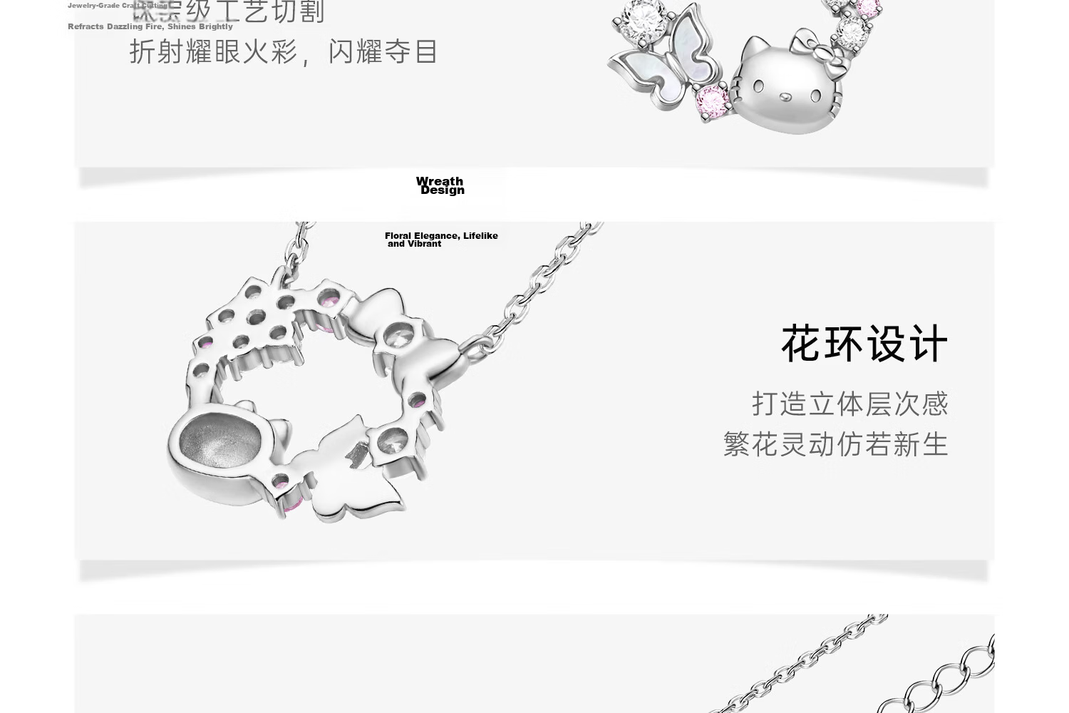 ChaoSeHui Hello Kitty Sterling Silver Necklace for Women Luxury Birthday Gift Girlfriend Qixi Valentine's Day Gift 3223 18