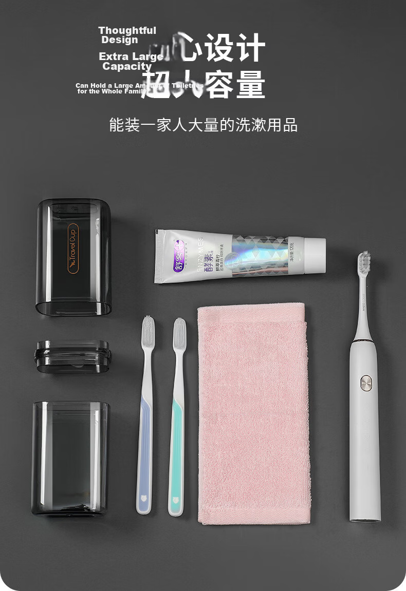 Hakkai Portable Toiletry Set Travel Mouthwash Cup Electric Toothbrush Storage Case Essential Travel Gadget 12