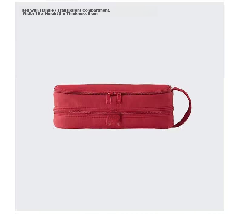 MUJI Nylon Pencil Case, Stationery Box, Simple 3D Pencil Case, Large Capacity, Red, 19×８×4.5cm 5