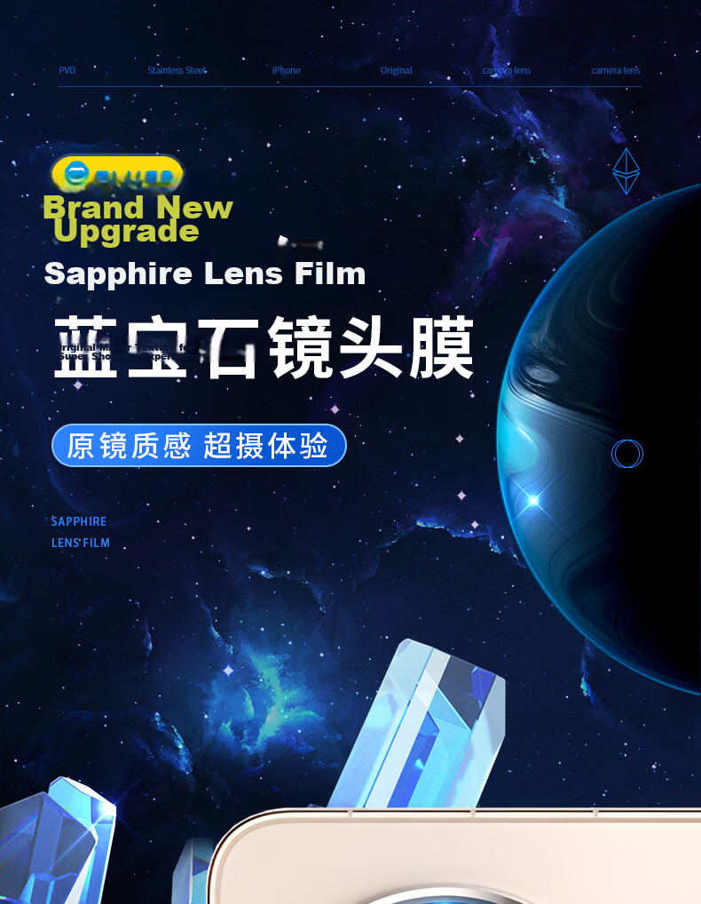 Mr. Blue Gorilla Huawei Mate80 Pro Max Lens Protector Sapphire High Transparency Scratch-Resistant Rear Camera Lens Film 6