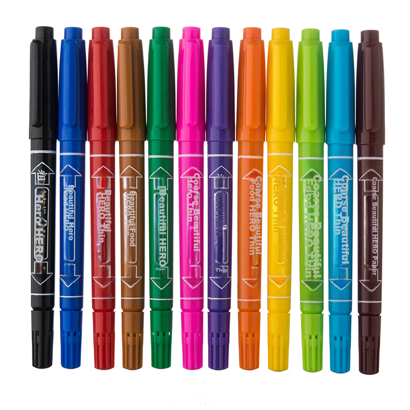HERO Colored Dual-Ended Oil-Based Markers (Fine Tip) 12-Pack 887-12