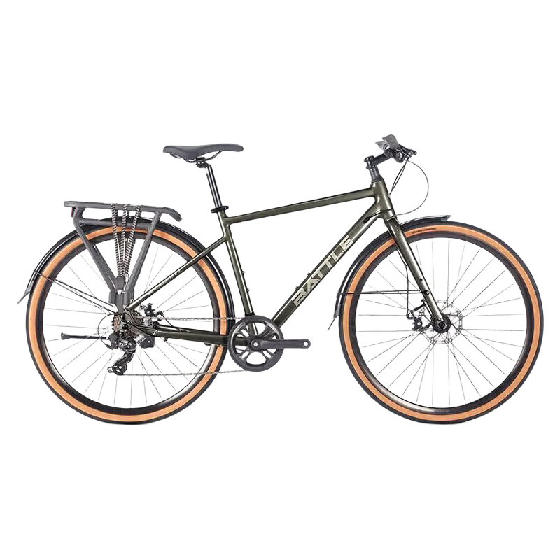 BATTLE Aluminum Frame Shimano 7-Speed Road Bike for Men And Women, Adult City Leisure Off-Road Running Bicycle, Electroplated Gray