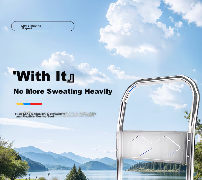 Leyoubaiyi Small Cart Flatbed Trolley, 90*60cm 5-Inch TPR Quiet Wear-Resistant Four-Wheel 1000 Jin Capacity, Renovation Small Trailer Moving Hand-Pulled Cart Foldable 1