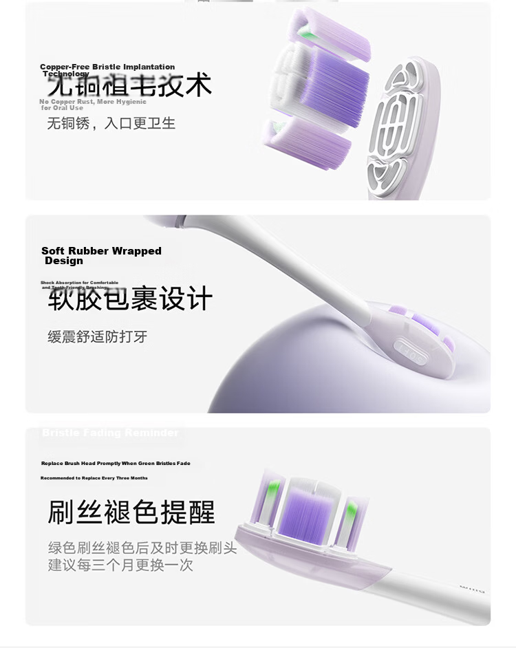 Mijia [Mid-Autumn Festival Gift] Xiaomi Sonic Vibration Electric Toothbrush Pro, Color Screen Display Reminder, 180-Day Battery Life, Smart Dual-Surface Vibration, Birthday Gift for Boyfriend, Purple 15