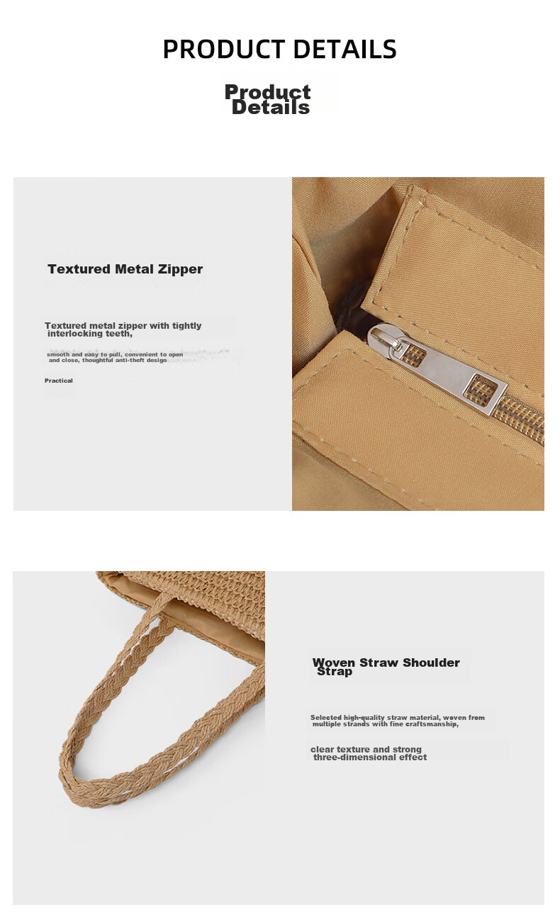 Love Sea Woven Bag Women's Straw Beach Large Capacity Tote Fashion Birthday Gift Premium Feel for Girlfriend Wife 16