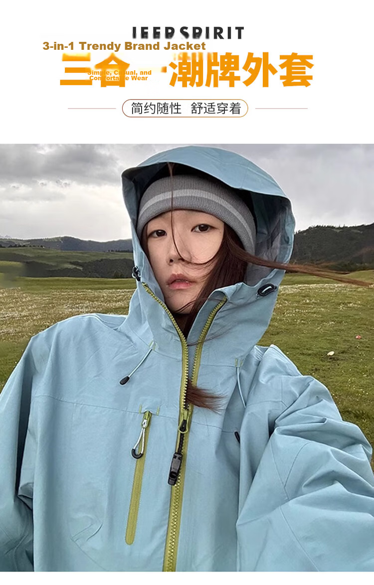 JEEP SPIRIT Unisex Outdoor Softshell Jacket Spring Windproof Hiking Coat Mustard Gray 2XL 1