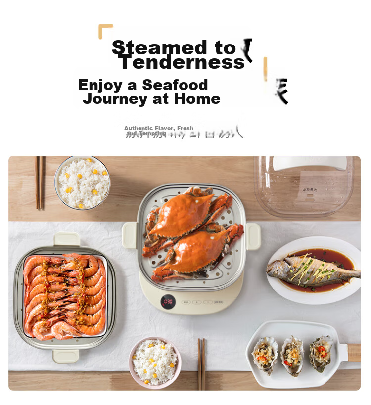 Bear Electric Steamer 24L Removable External Water Tank Three-Layer Household Large Capacity 3-4 People Stainless Steel Steaming Tray 0 Coating Multifunctional Steamer DZG-VB4S2 10