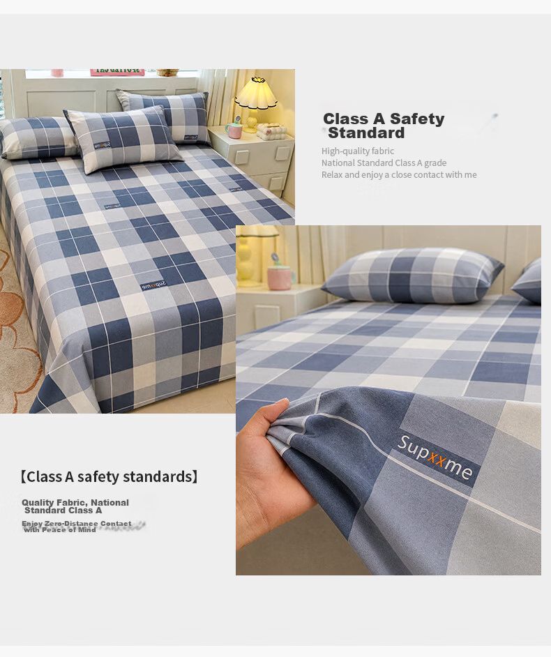 Grace 100% Cotton Bed Sheet A-Class 7A Antibacterial Full Cotton Double Quilt Cover Single Piece 200*230cm Printed 4