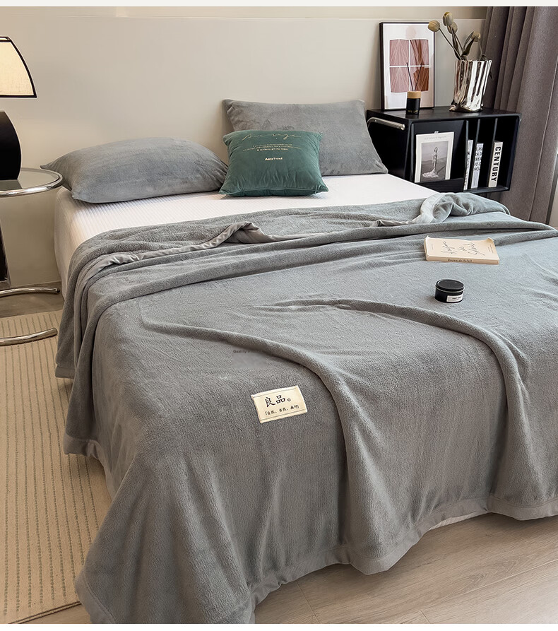 Hodo Milk Velvet Blanket Summer Thin Double Blanket Air Conditioning Quilt Nap Blanket Sofa Blanket 2m x 2.3m Gray 15