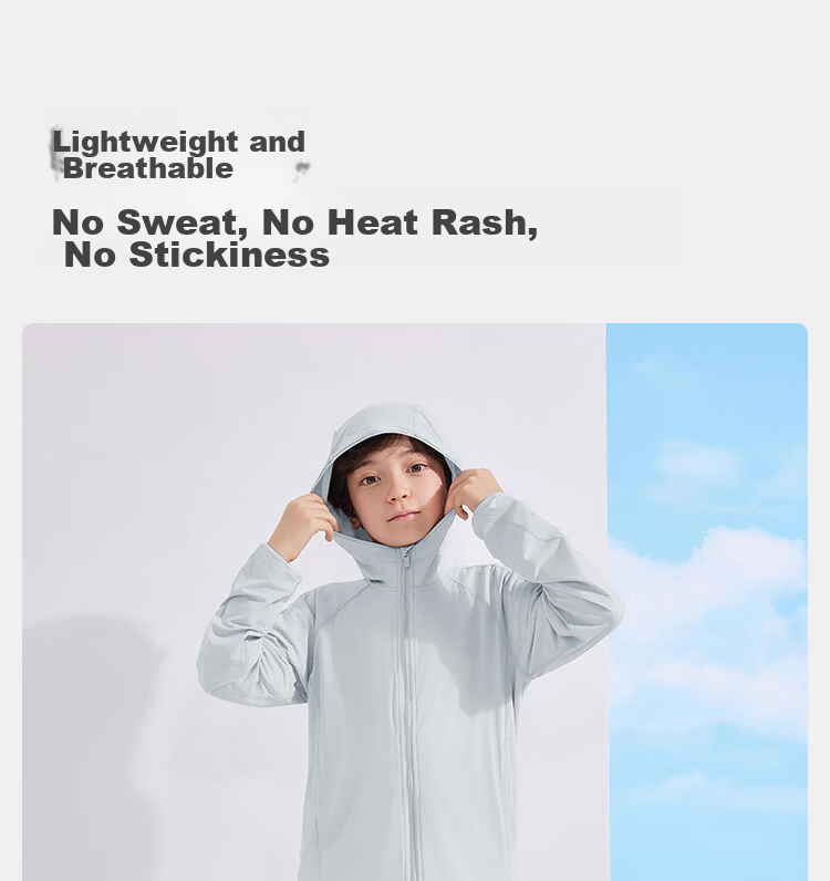 JD Jingzao [Cloud Sense Sunscreen] Children's Sun Protection Clothing Girls Boys 2024 Summer UV Protection Gray 150/72 7