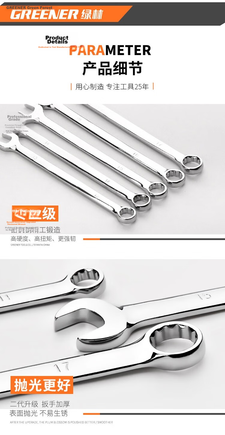 GREENER Wrench Set for Home Use, Open-End And Box-End Combination, 22-Piece Set, 6mm-32mm Quick-Fix Fixed Wrenches for Car Repair 11