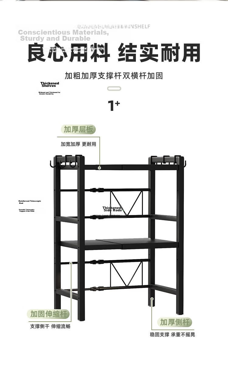 Anerya Kitchen Corner Microwave Storage Rack Iron Shelf Black Double Layer 2