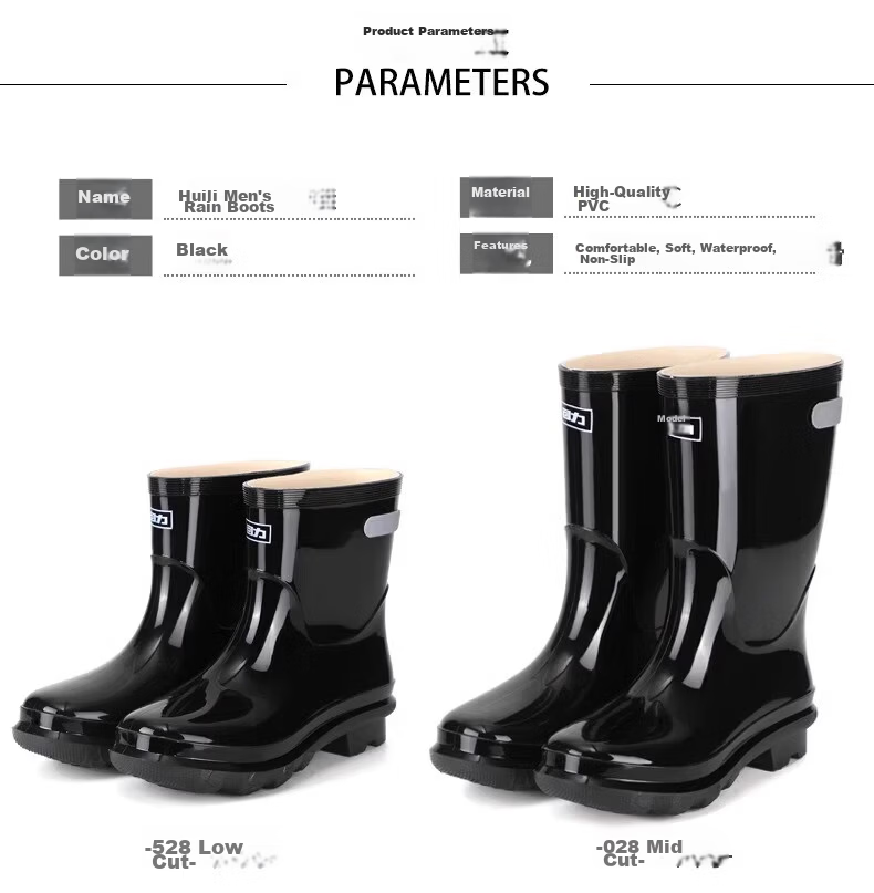 Warrior Men's Waterproof Rain Shoes Women's Rain Boots Adult Rubber Overshoes Waterproof Water Shoes Kitchen Shoes HLO28 Mid-Calf Size 45 2
