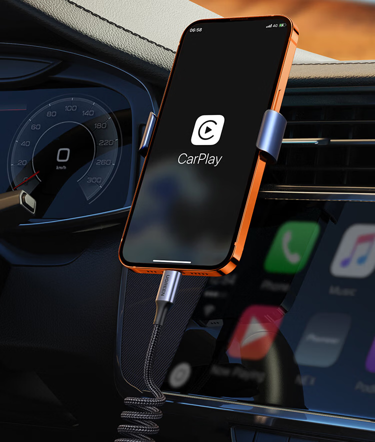 UGREEN Car Spring Charging Cable, Retractable Type-C Data Cable, 6A, Suitable for Huawei Honor Super Fast Charging 100W/66W, Xiaomi Phones Pura80/70/Mate70/60 11