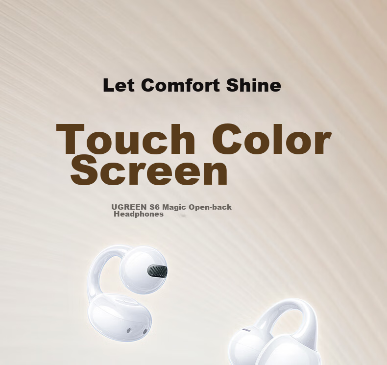 UGREEN Bluetooth Earphones H6 Magic Semi-In-Ear Adaptive Noise Cancelling Smart Touch Screen Wireless Sports Running Gaming Earbuds Compatible with Apple Huawei Xiaomi Gift 2