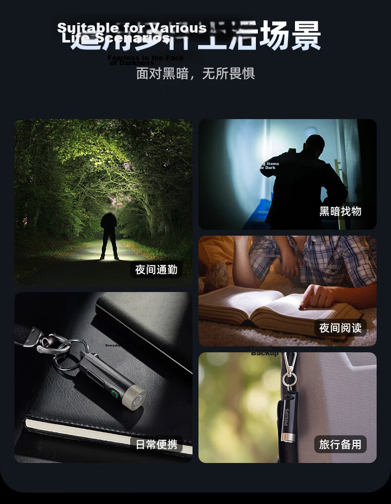 PHILIPS Flashlight High Brightness Keychain Warning Light Portable Outdoor Mini Emergency Lamp SFL1121 4