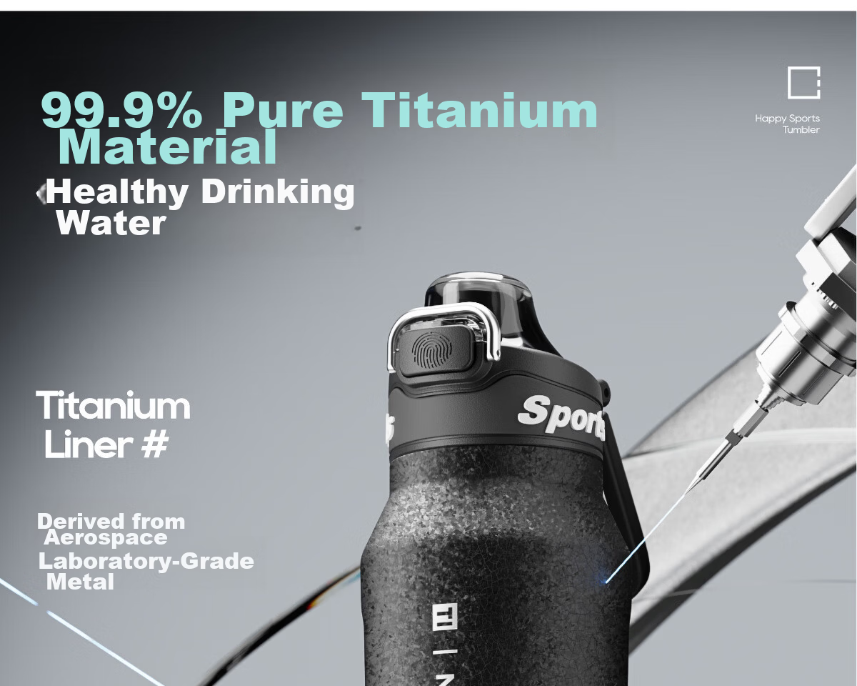 ERM Pure Titanium Insulated Water Bottle Men's Large Capacity Lightweight Outdoor Sports Portable Cycling Pure Titanium Flask Cup 2