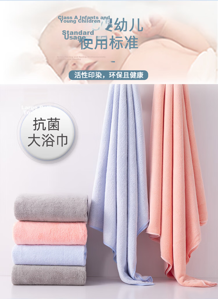 Grace 7A Grade Antibacterial Bath Towel, Thickened Quick-Drying Soft Adult Coral Fleece, Men's And Women's Swan Style Jacquard Large Bath Towel for Sports 3