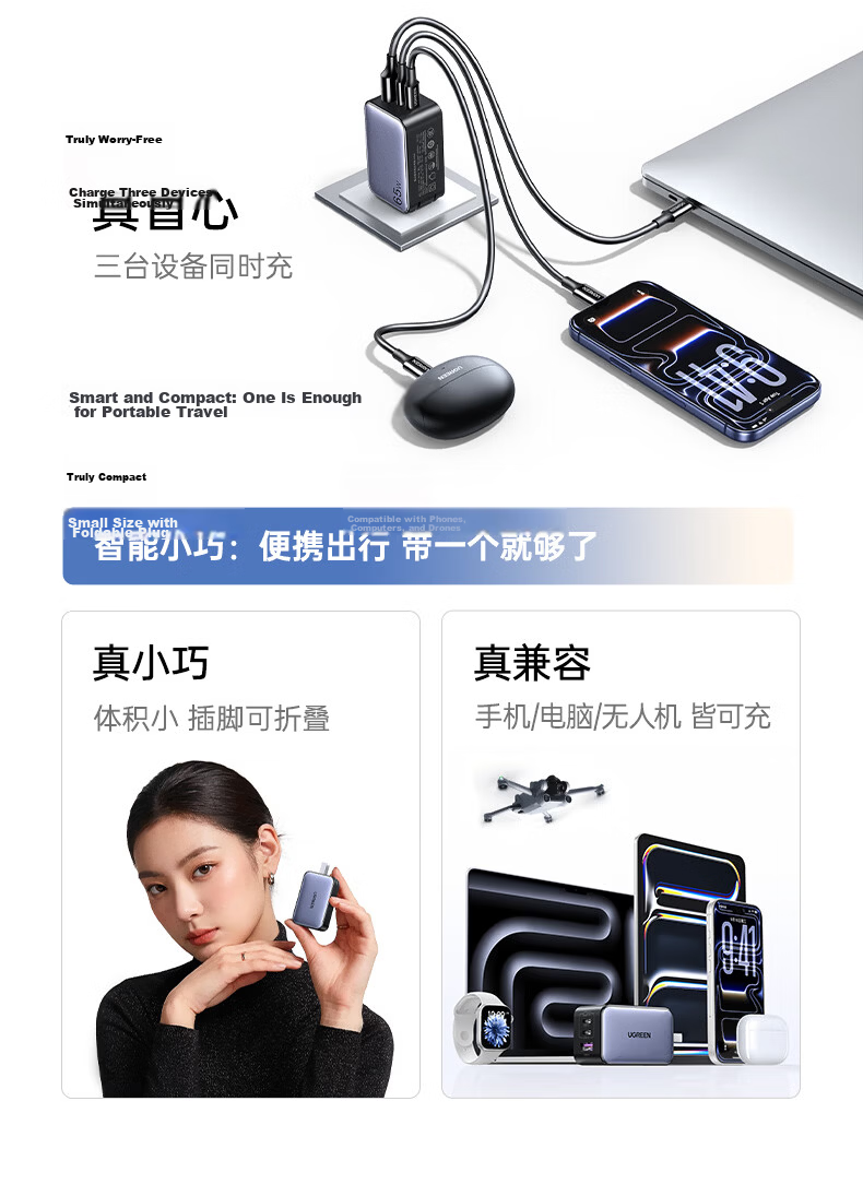 UGREEN 65W GaN Charger Set PD 40/45W Type-C Fast Charger for Apple 17, DJI, Samsung Phones, MacBook Pro Laptop 6