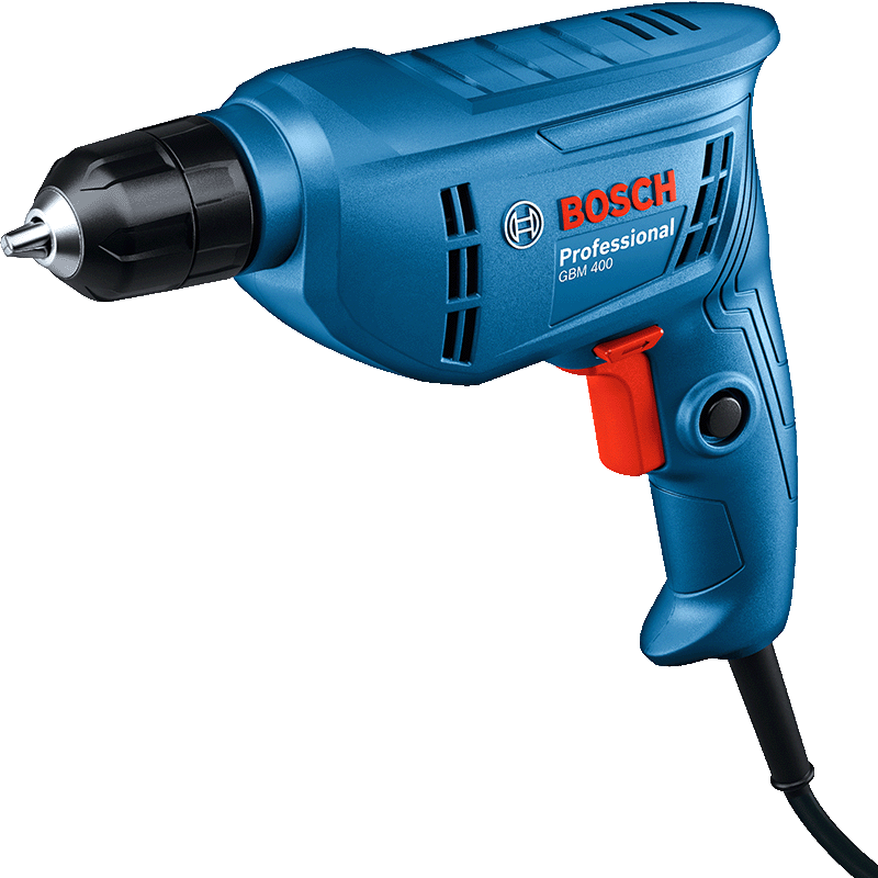 BOSCH Cordless Drill Driver for Wood and Metal Drilling and Screw Driving 400W GBM 400 KLE with Self-Locking Chuck