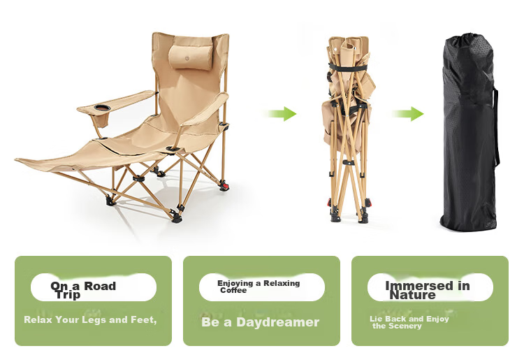 JD Jingzao Foldable Reclining Chair Dual-Use Lightweight Outdoor Camping Adjustable Fishing Nap Chair Sand Color 14