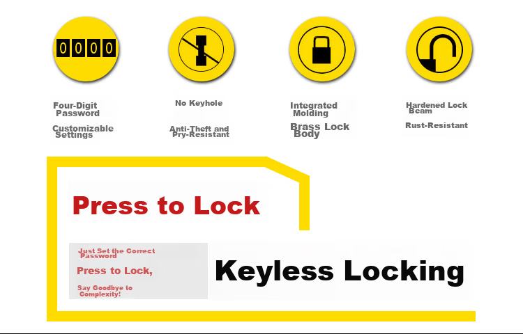 Fly.Globe) Anti-Theft Combination Lock, Luggage Padlock, Wooden Door Drawer Lock, All-Copper Waterproof Rust-Proof Lock 2