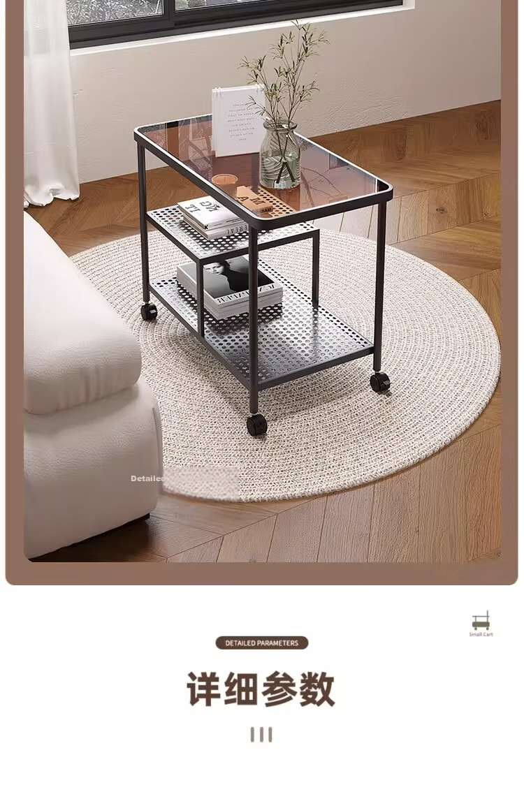 FENJIEXIAN Side Table Tempered Glass Coffee Sofa Side Table Living Room Side Desk Simple Tea Table Bedside Cabinet Mobile Nightstand 16