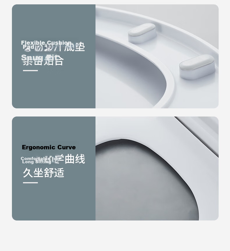 BSITN U-Shaped Thickened Toilet Seat Cover, Universal Fit, Slow-Close Toilet Seat, Old-Style Toilet Accessory B9065 10