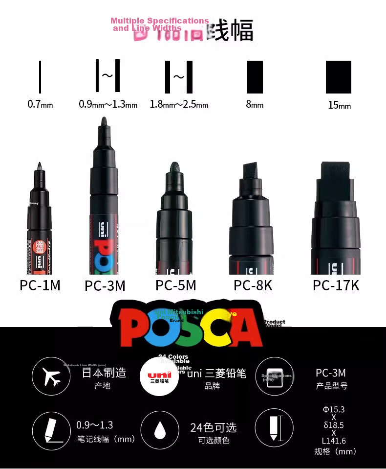 Uni Mitsubishi POSCA Acrylic Marker (Fine Tip), Light Green, Single PC-3M Brush, Poster Advertising Marker, Drawing Pen, Hand-Drawing Graffiti Pen, Painting Watercolor Pen, Graduatio 3