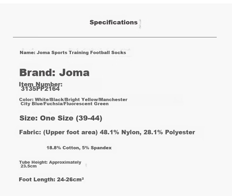 JOMA Mid-Calf Soccer Socks for Adults, Silicone Non-Slip Anti-Fall Towel Bottom Sports Socks, Sweat-Absorbing Breathable Odor-Resistant Football Socks 7