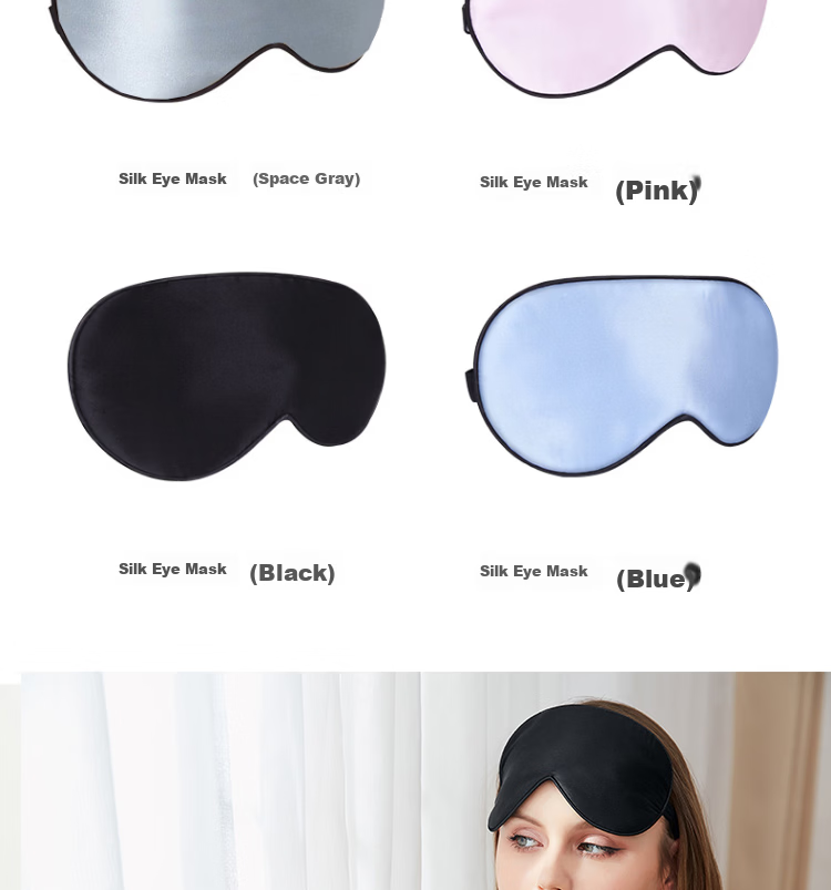 Travel Jiajialin Series Silk Sleep Mask Black Breathable Comfortable Nap Eye Mask Light Blocking 10