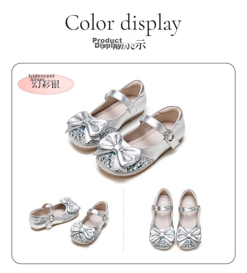 Follow Me Girls' Leather Shoes Spring And Autumn Soft-Soled Princess Shoes Children's Performance Crystal Shoes Formal Dress Flats Dove Pink Size 34 16