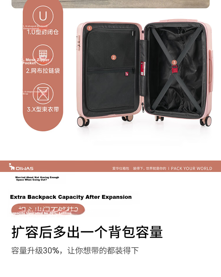 OIWAS 24-inch Large Capacity Travel Luggage High-Value Trolley Case Women Men Business Trip Suitcase with Password Lock 7
